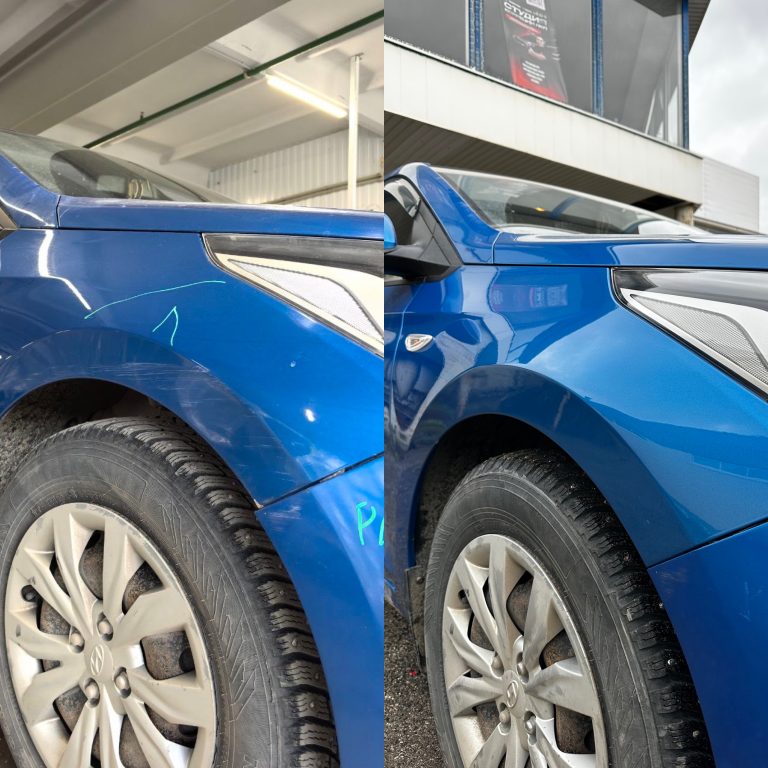 Локальный ремонт притира на переднем крыле авто