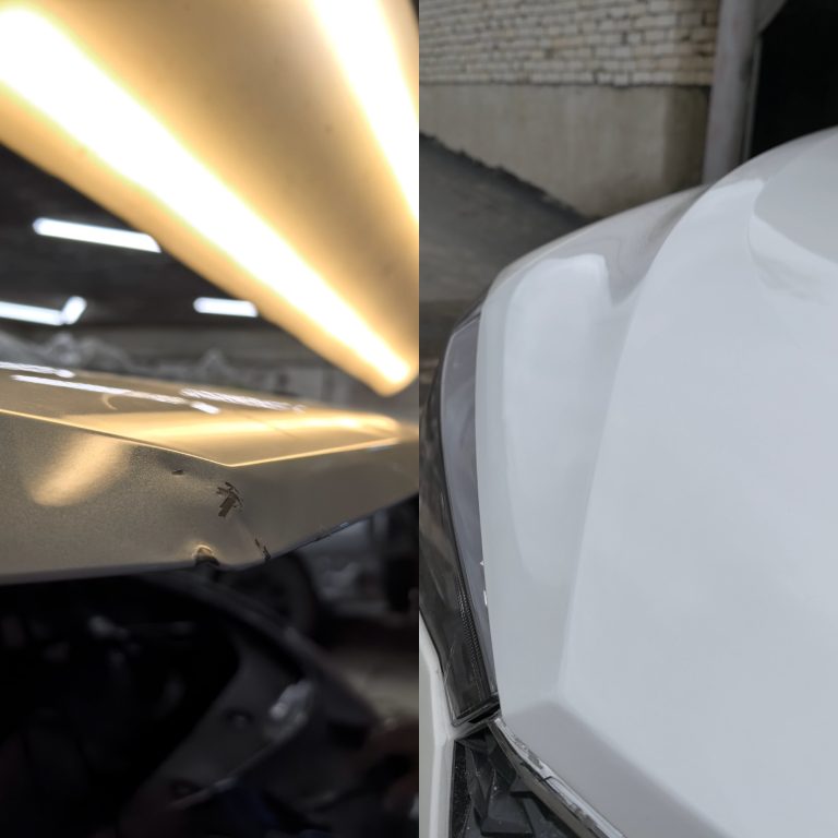 Локальный ремонт вмятины на капоте PDR